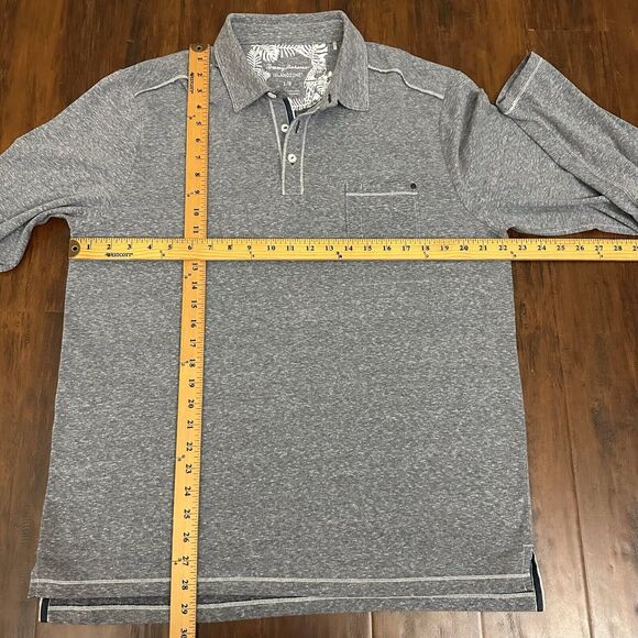 TOMMY BAHAMA Islandzone Performance Long Sleeve Polo Shirt in Heather Grey - Picture 8 of 8